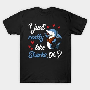 I Just Really Like Sharks Funny Ocean Wine Party T-Shirt